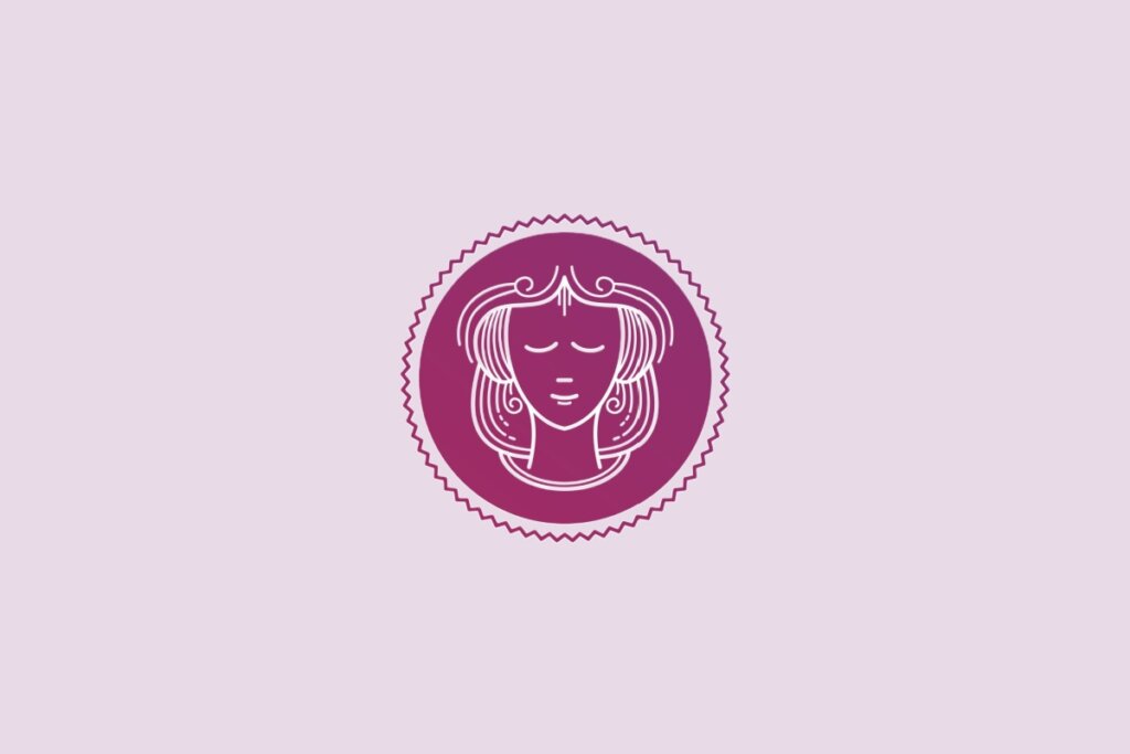 Ilustração do signo de virgem em um fundo roxo-claro