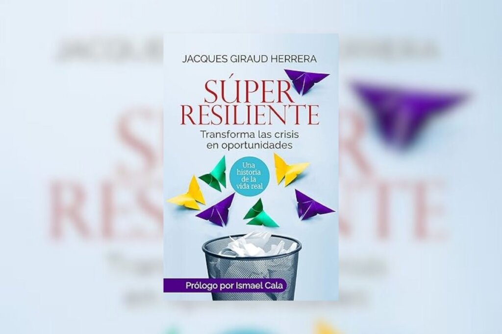 Capa do livro "Super-resiliente" com aviões de papel em um fundo azul-claro 