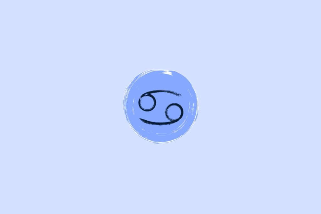 Ilustração do signo de câncer em um fundo azul-esclaro
