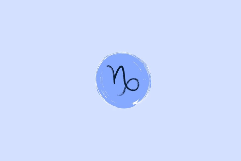 Ilustração do signo de capricórnio em um fundo azul-esclaro