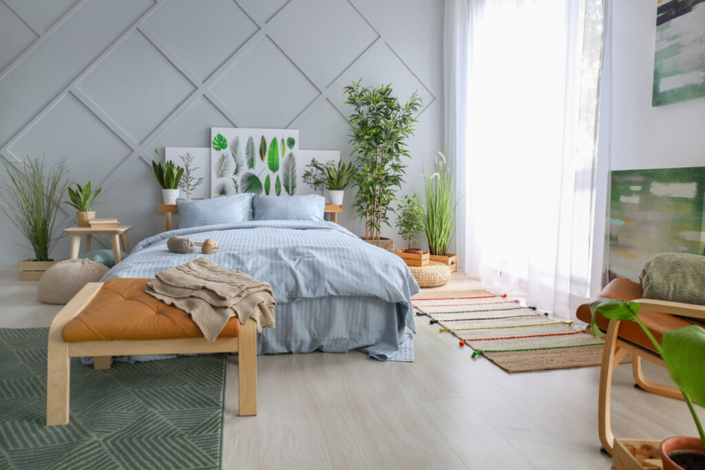 Quarto com decoração tropical