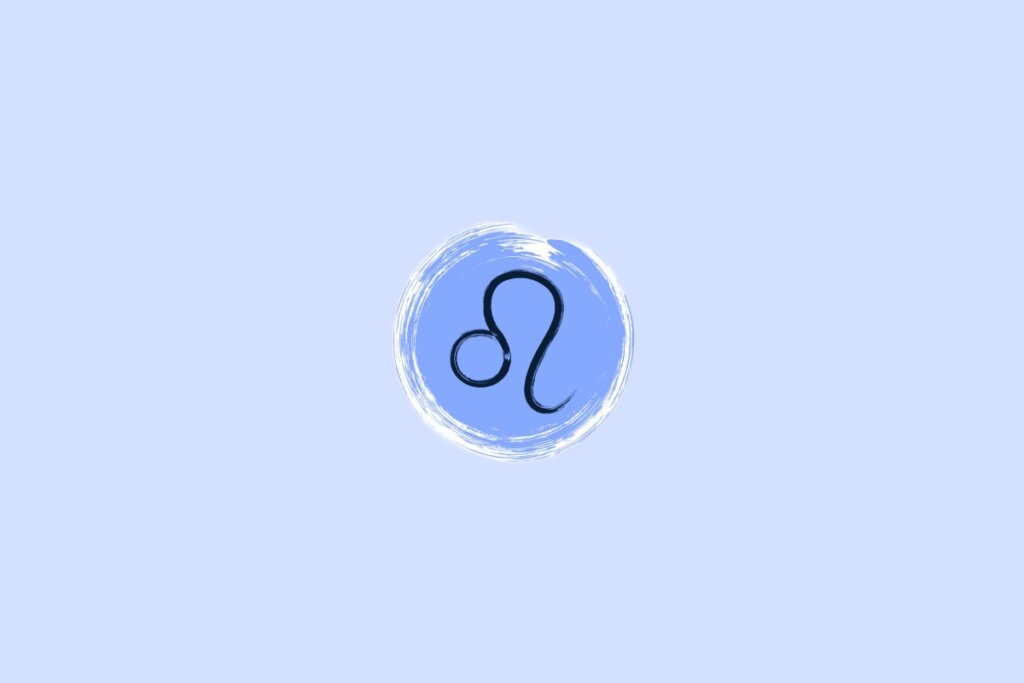 Ilustração do signo de leão em um fundo azul-esclaro