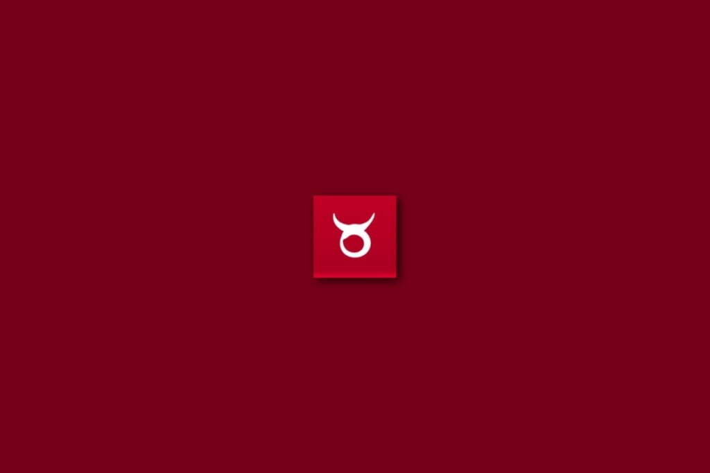 Ilustração branca do signo de touro em um fundo vermelho