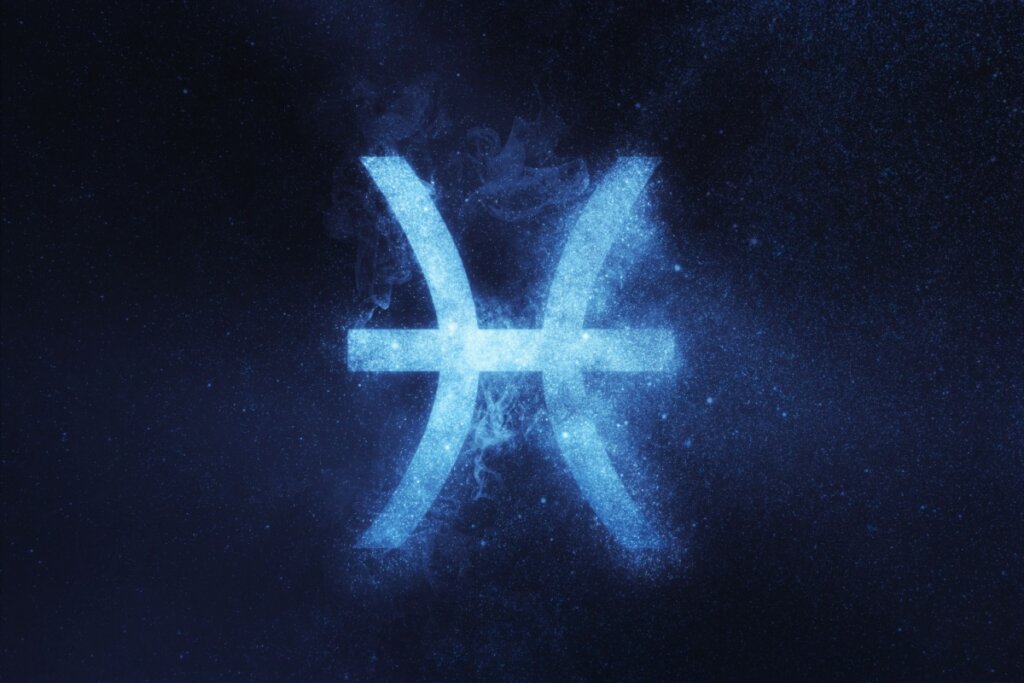 Símbolo do signo de peixes em azul