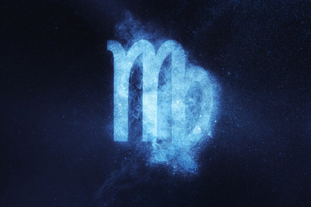 Símbolo do signo de virgem em azul