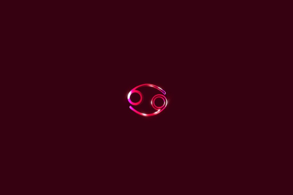 Ilustração do signo de câncer em um fundo vermelho