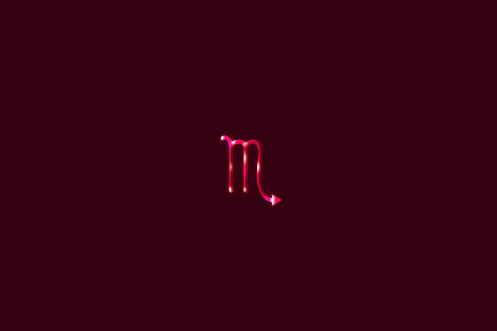 Ilustração do signo de escorpião em um fundo vermelho