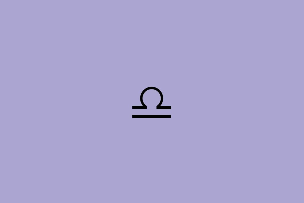 Ilustração do signo de libra em um fundo roxo