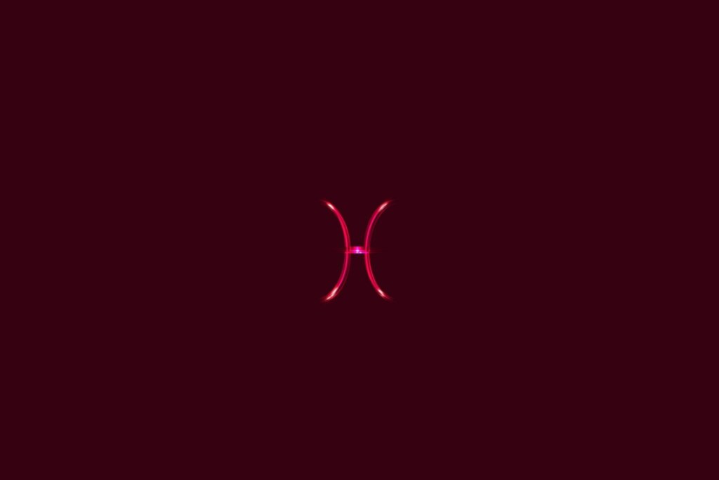Ilustração do signo de peixes em um fundo vermelho