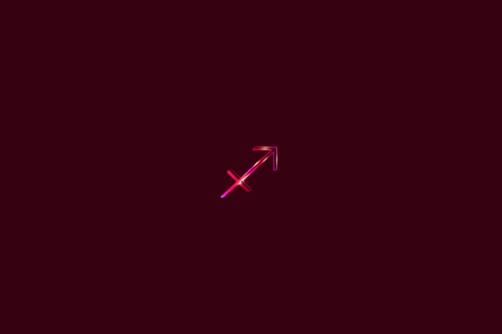 Ilustração do signo de sagitário em um fundo vermelho