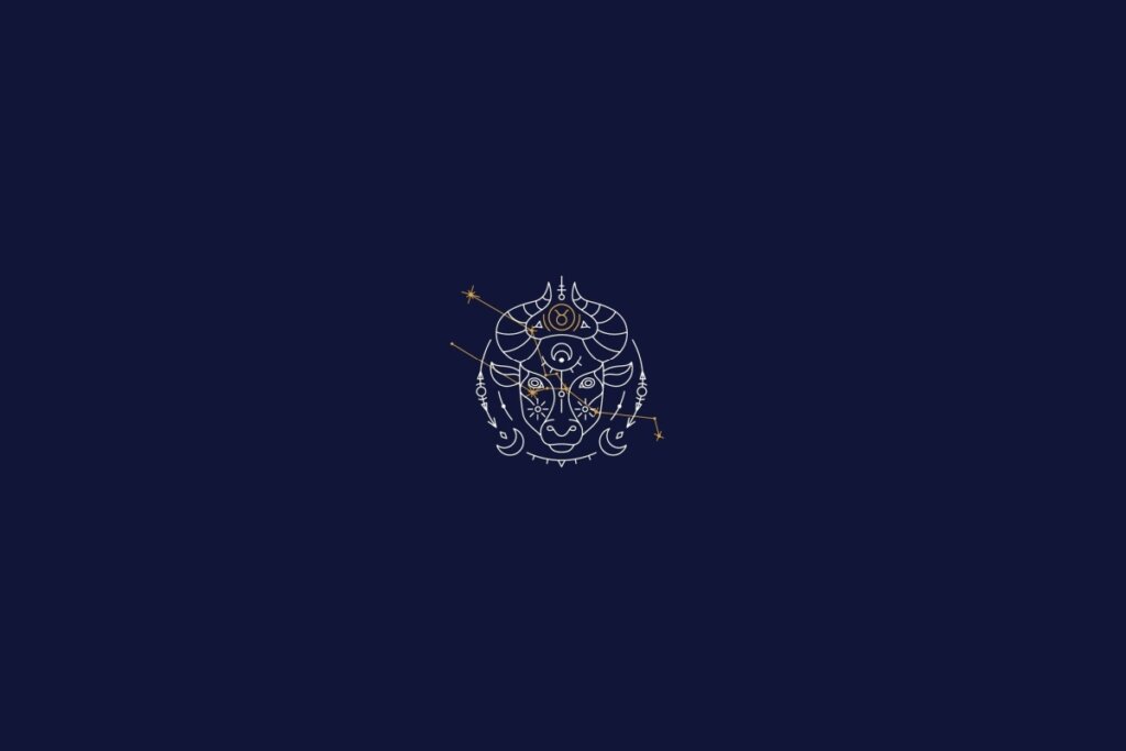 Ilustração do signo de touro em um fundo azul-escuro