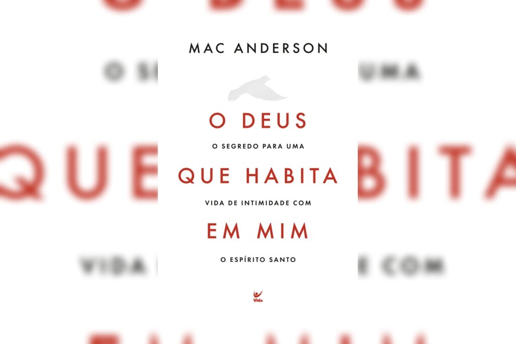 Capa branca e limpa com o título em letras vermelhas e cinzas. No topo, há o desenho minimalista de uma pomba cinza em voo, simbolizando o Espírito Santo.