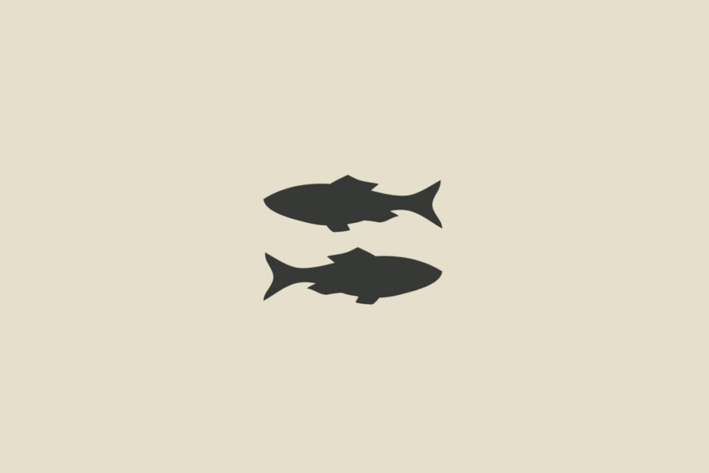 Ilustração do signo de Peixes em um fundo cinza