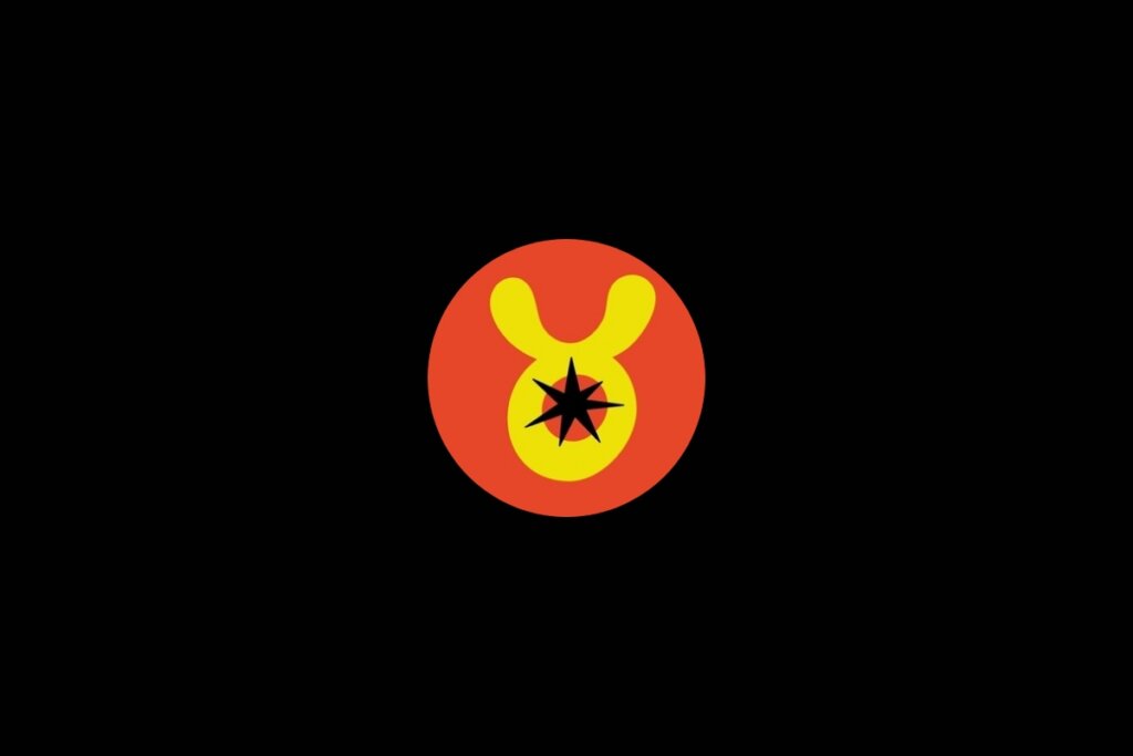 Ilustração do signo de touro dentro de um círculo laranja em um fundo preto
