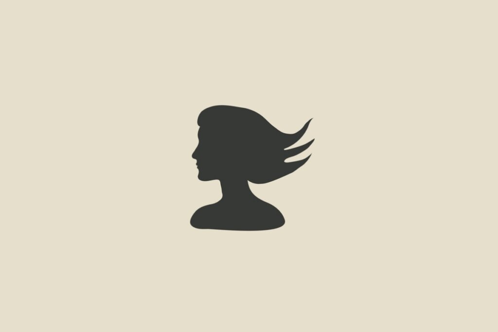 Ilustração do signo de Virgem cinza em um fundo bege