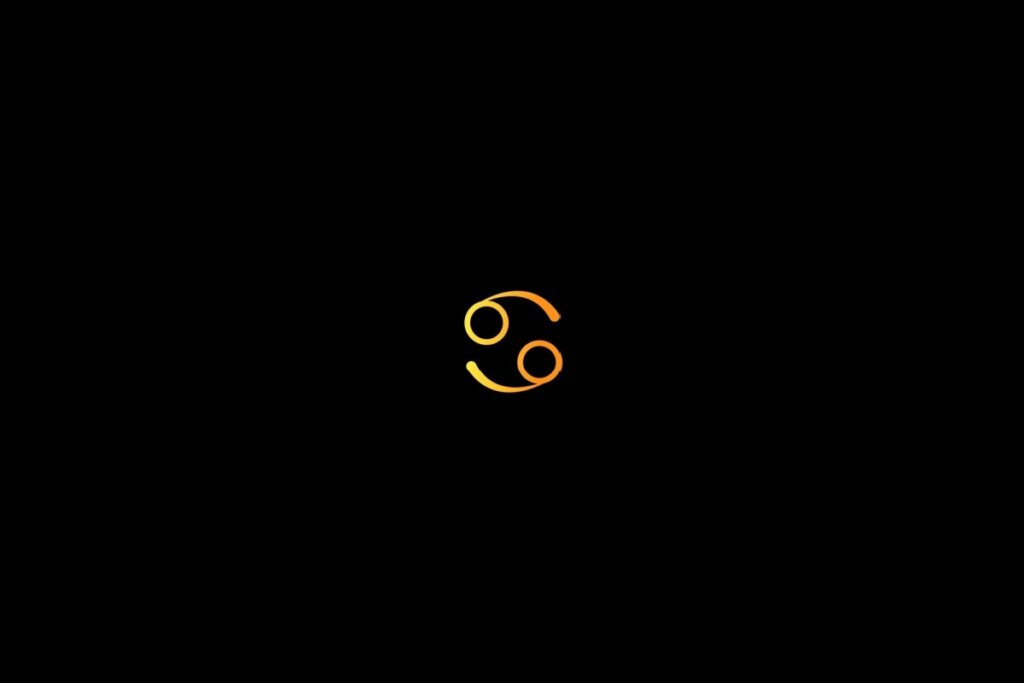 Ilustração do signo de câncer, centralizado em um fundo preto
