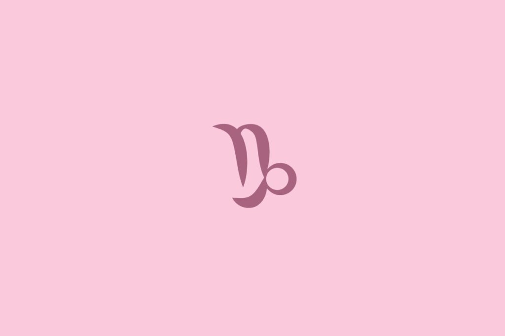 Ilustração do signo de capricórnio centralizado em um fundo rosa-claro