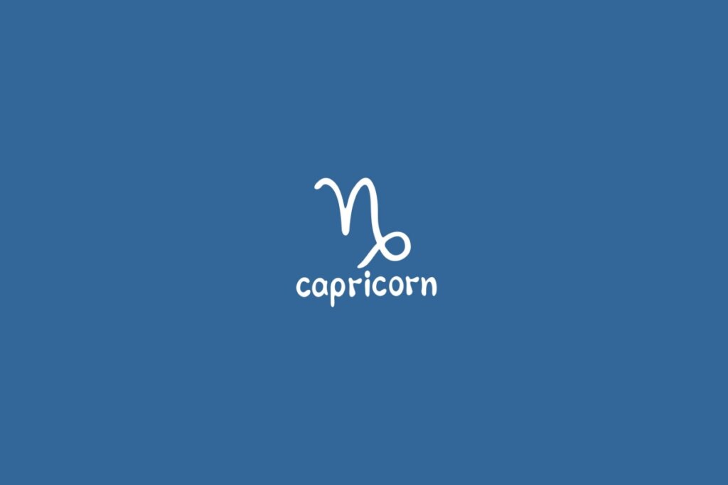 Ilustração do signo de capricórnio centralizado em um fundo azul
