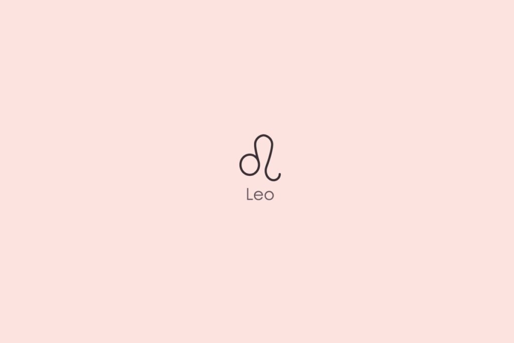 Ilustração do signo de leão em um fundo vermelho-claro