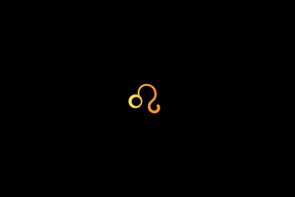 Ilustração do signo de leão, centralizado em um fundo preto