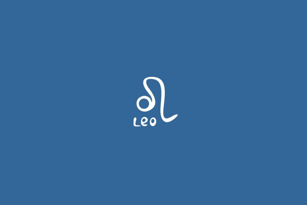 Ilustração do signo de leão centralizado em um fundo azul