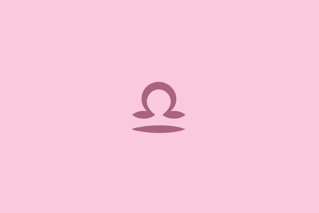Ilustração do signo de libra centralizado em um fundo rosa-claro