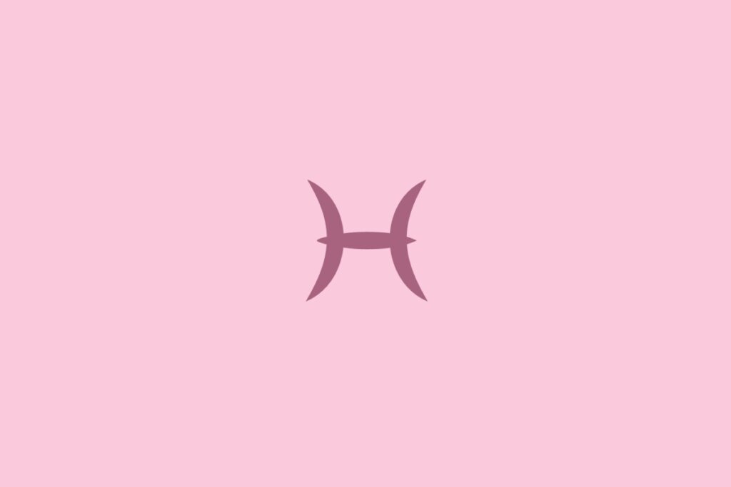 Ilustração do signo de peixes centralizado em um fundo rosa-claro