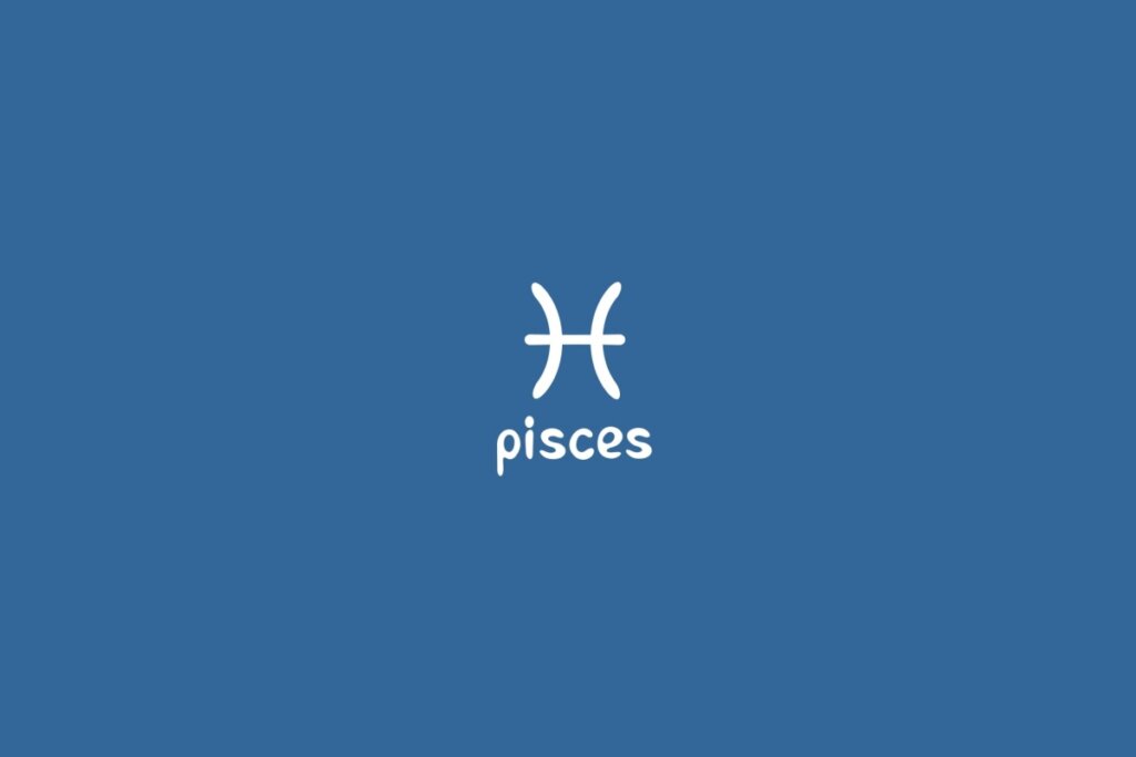 Ilustração do signo de peixes centralizado em um fundo azul