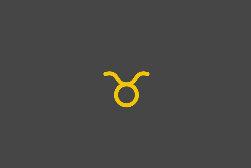 Ilustração do signo de touro em amarelo em um fundo cinza