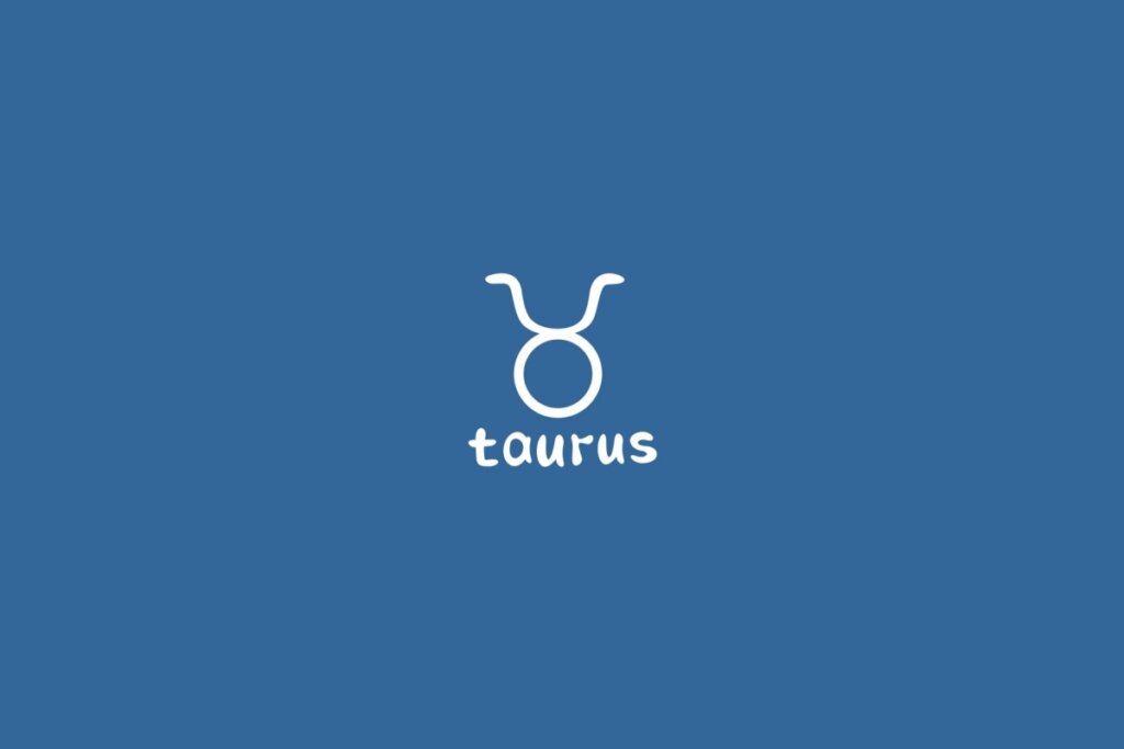 Ilustração do signo de touro centralizado em um fundo azul