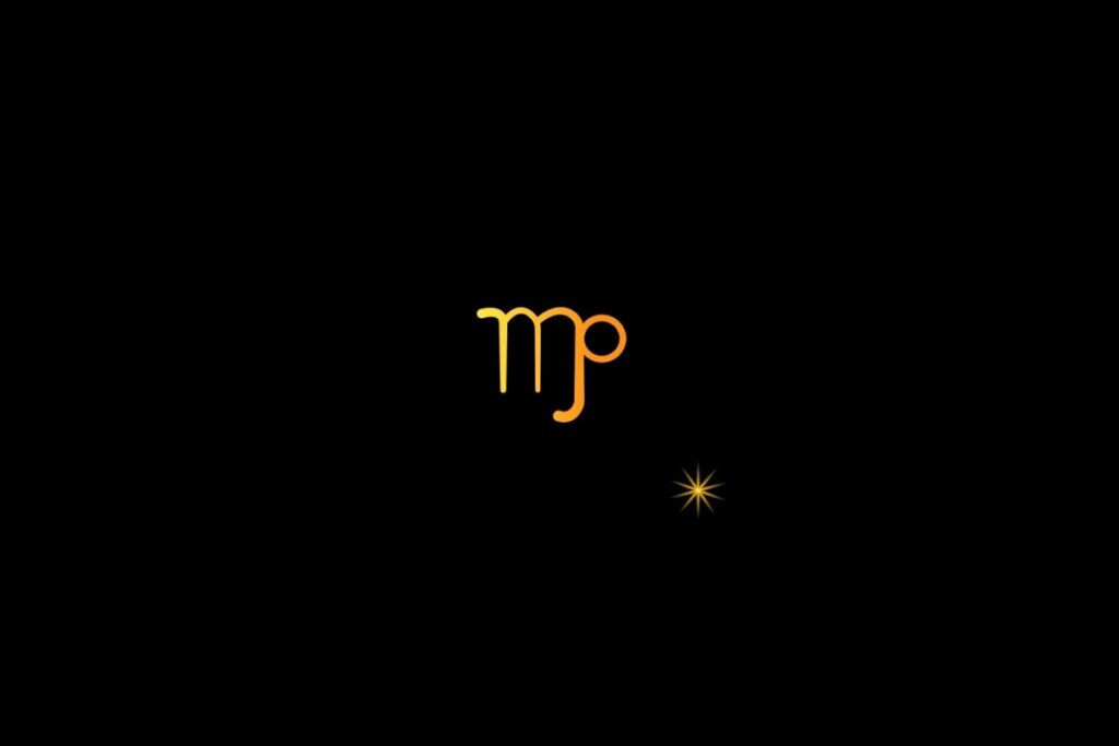 Ilustração do signo de escorpião, em um fundo preto, com uma estrela do lado direito inferior