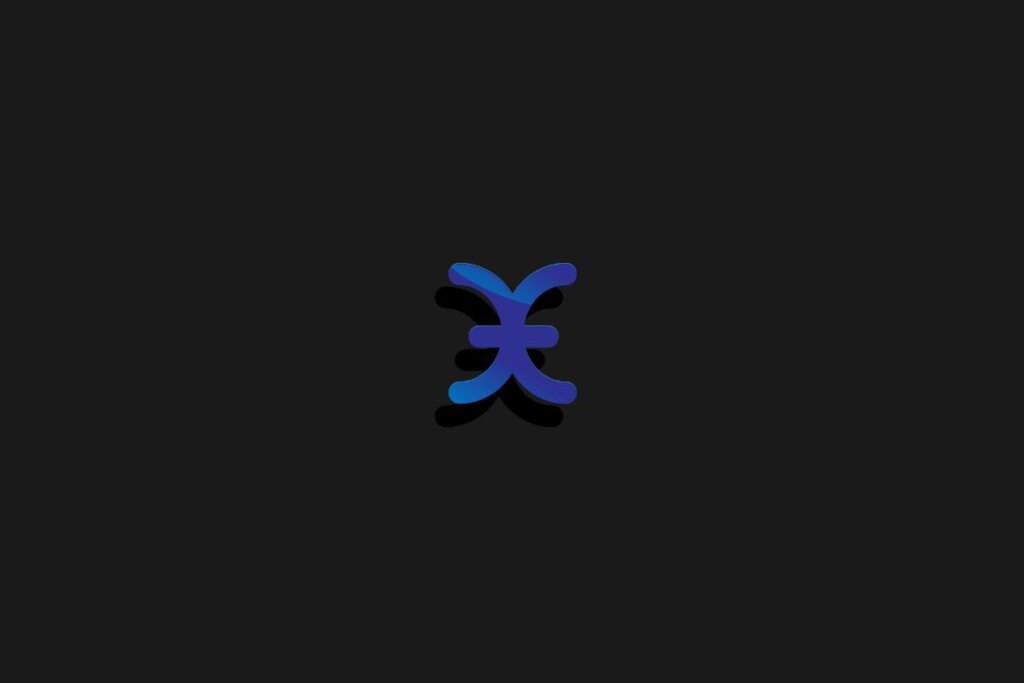 Símbolo do signo de peixes na cor azul e centralizado em um fundo preto