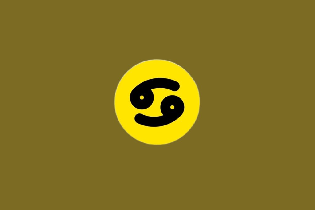 Ilustração do signo de Câncer, contendo um 6 e um 9 opostos, em círculo amarelo
