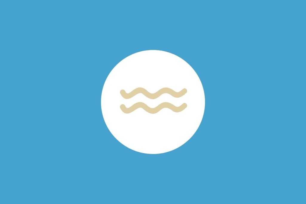 Símbolo do signo de Aquário em um círculo branco sobre fundo azul