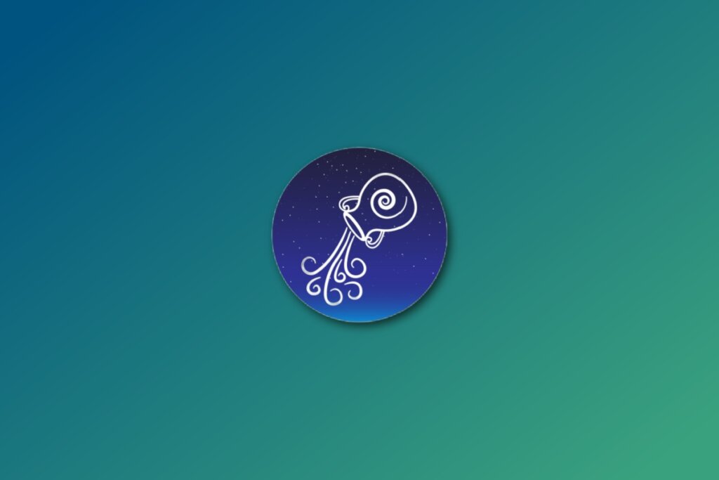 Ilustração do signo de aquário em azul em um fundo verde-jade