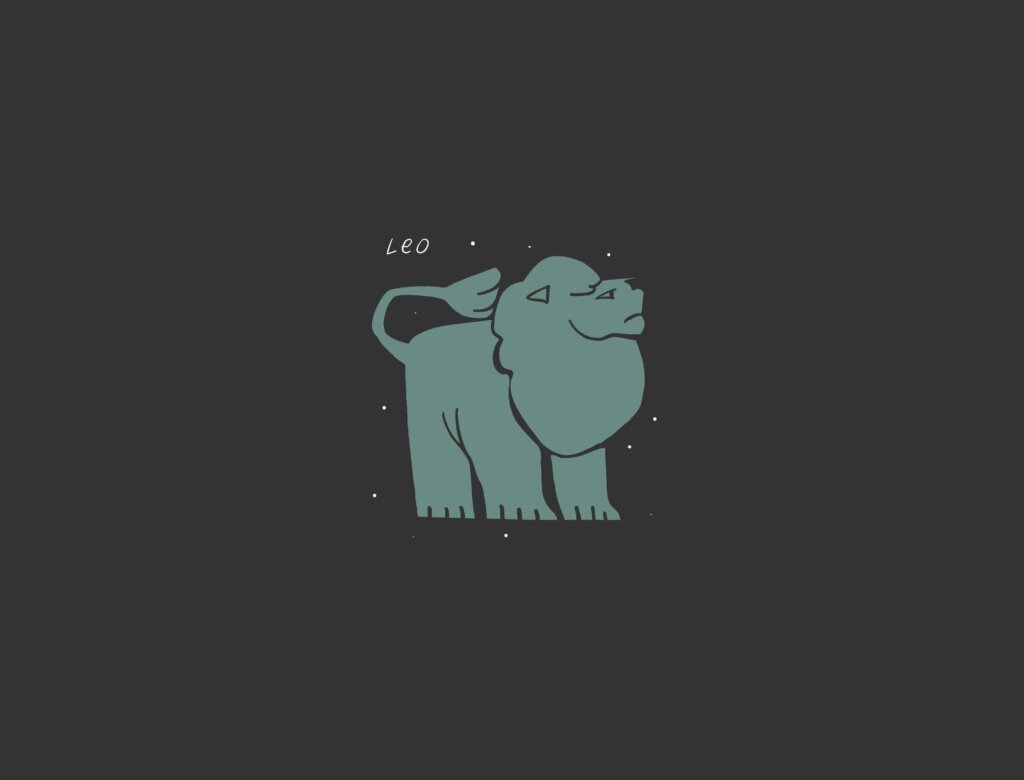 Ilustração do signo de leão em um fundo preto