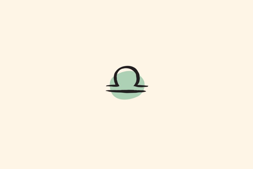 Símbolo de Libra preto sobre um círculo verde, em fundo bege