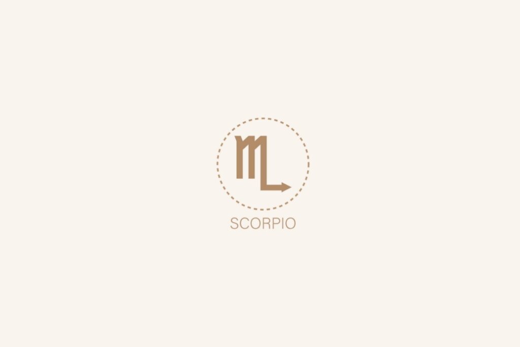 Ilustração do signo de escorpião em um fundo rosa-claro