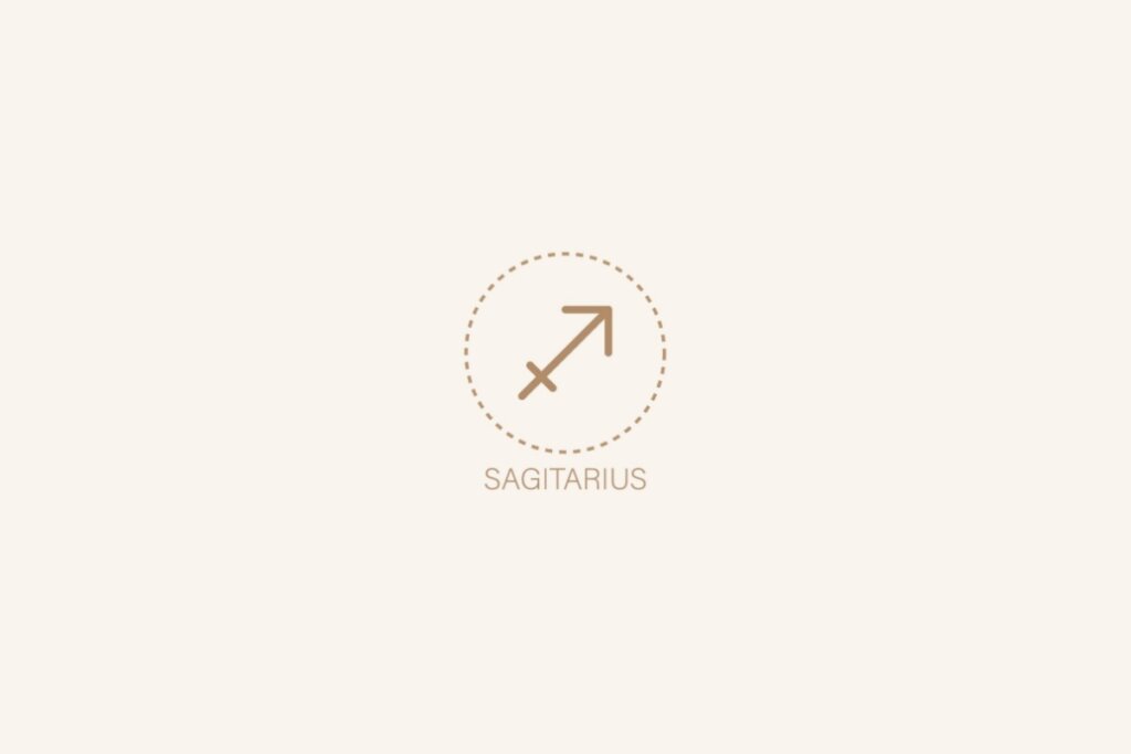 Ilustração do signo de sagitário em um fundo rosa-claro
