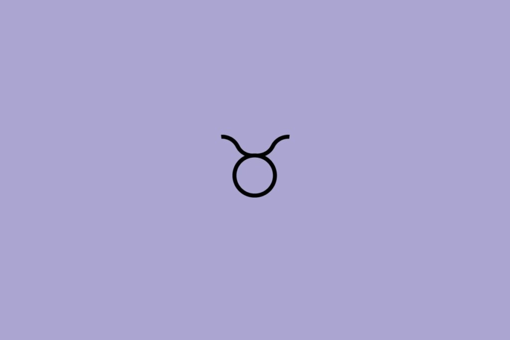 Ilustração do signo de touro em preto em um fundo roxo