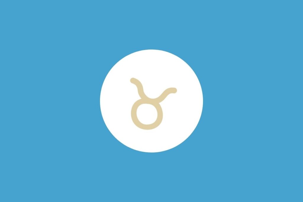 Símbolo do signo de Touro em um círculo branco sobre fundo azul