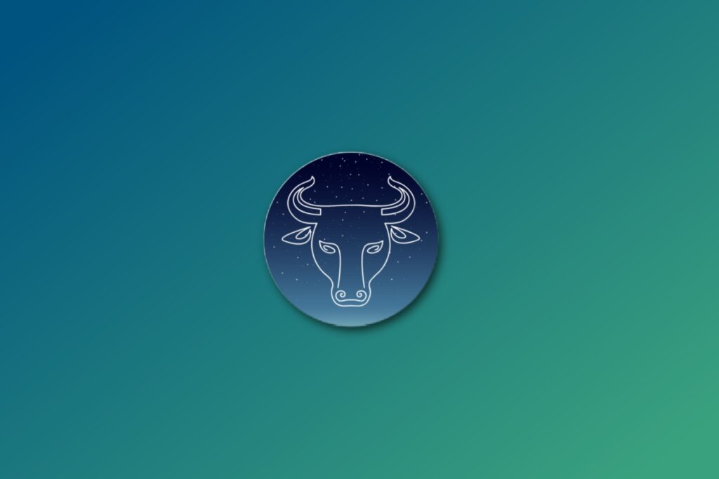 Ilustração do signo de touro em azul em um fundo verde-jade