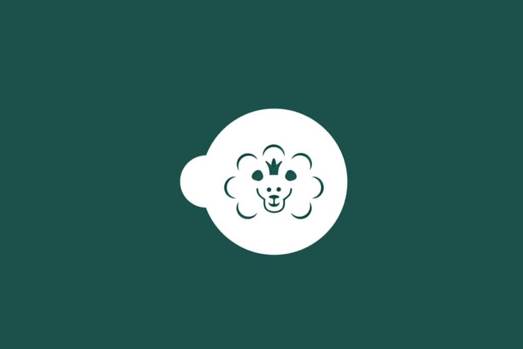 Ilustração do signo de Leão contendo a cabeça de um leão em fundo verde-escuro