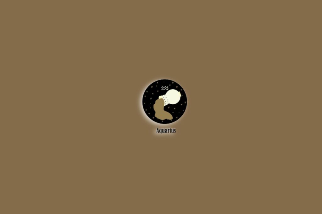Símbolo do signo de Aquário com a ilustração de uma ânfora sobre um fundo marrom