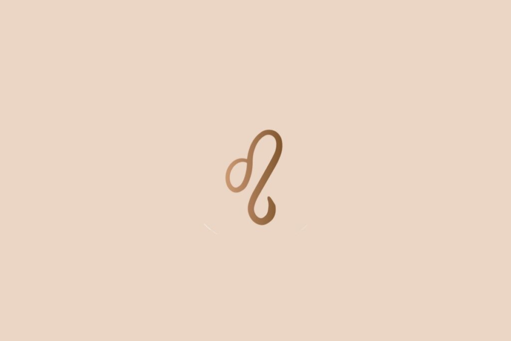 Ilustração do signo de leão na cor marrom em um fundo bege-claro