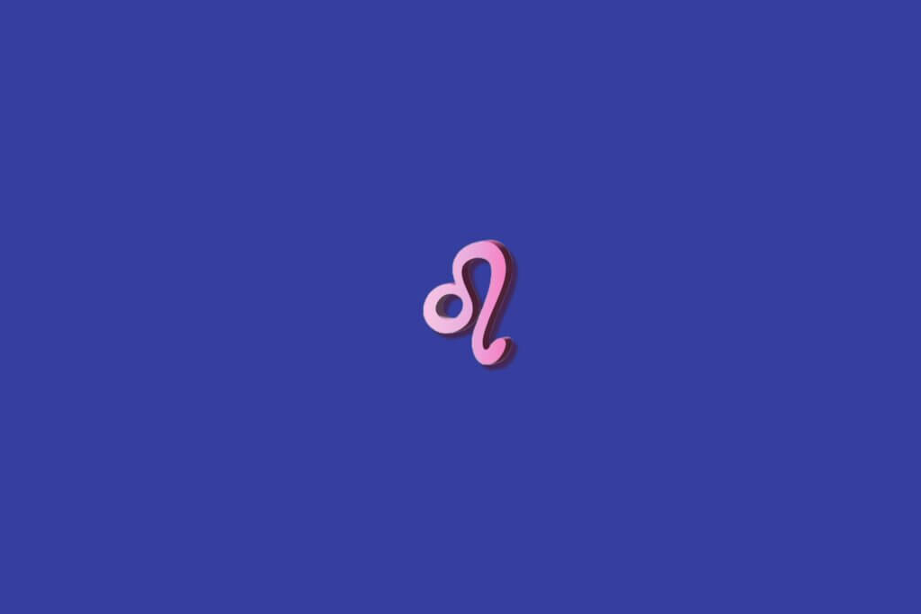 Símbolo de leão rosa, centralizado em fundo azul-escuro, com sombreado