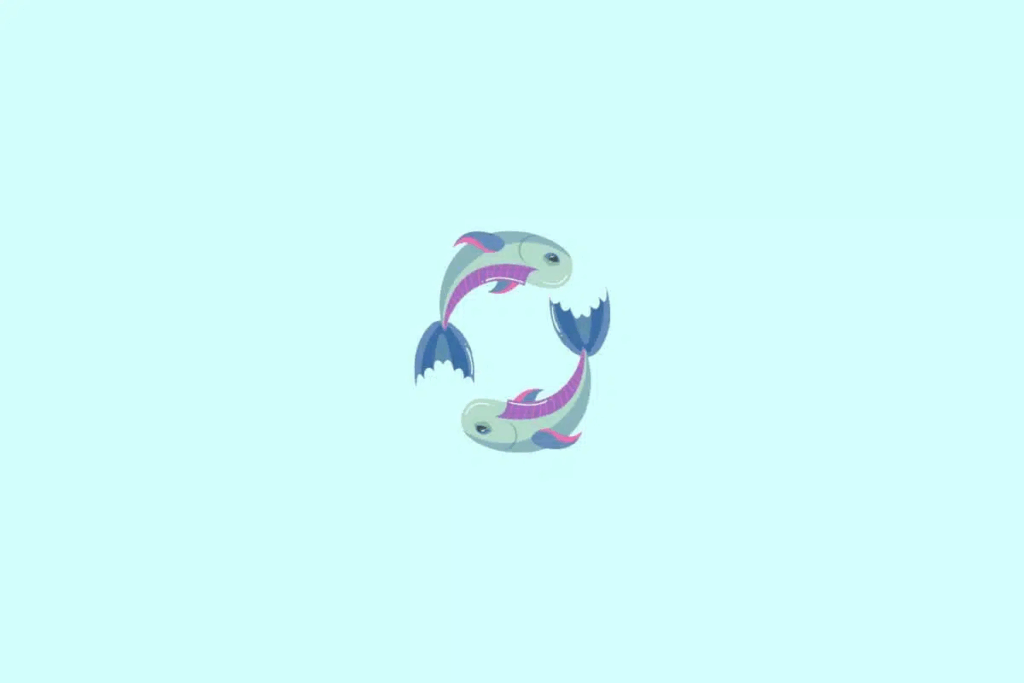 
Ilustração do signo de peixes em um fundo verde-água
