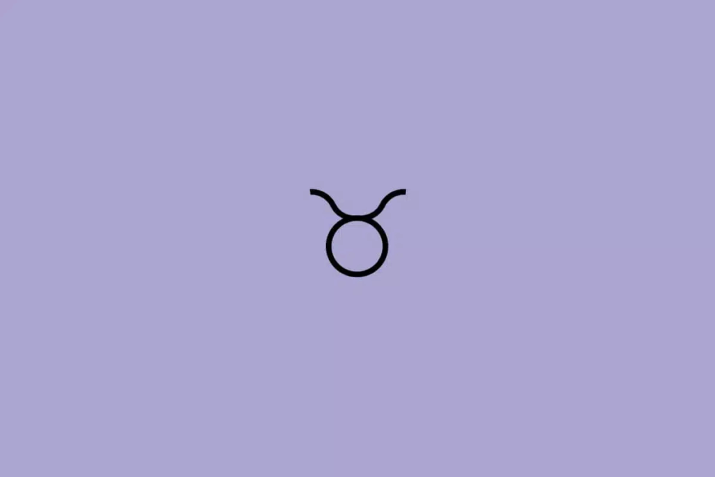 Ilustração em preto do signo de Touro em um fundo lilás