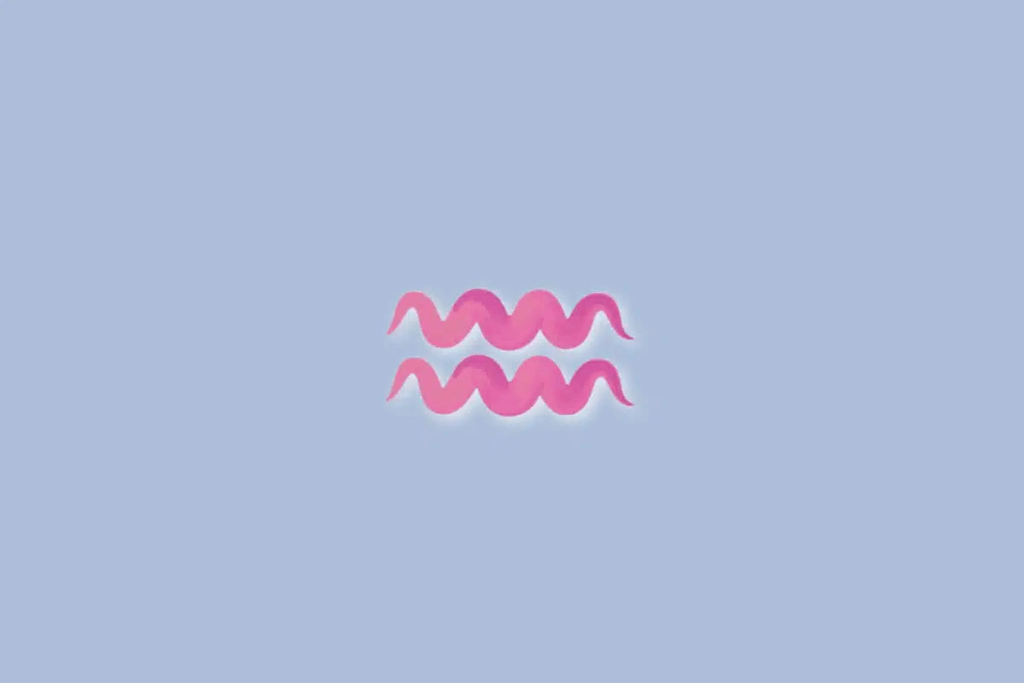 Ilustração do signo de aquário na cor rosa e sobre um fundo azul-claro 