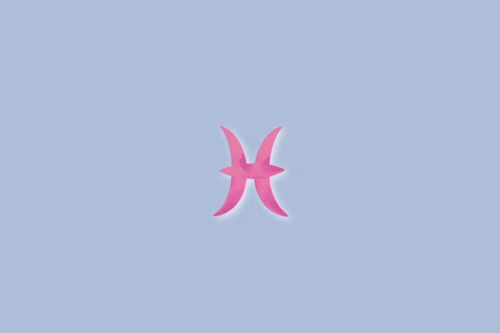 Ilustração do signo de peixes na cor rosa e sobre um fundo azul-claro 